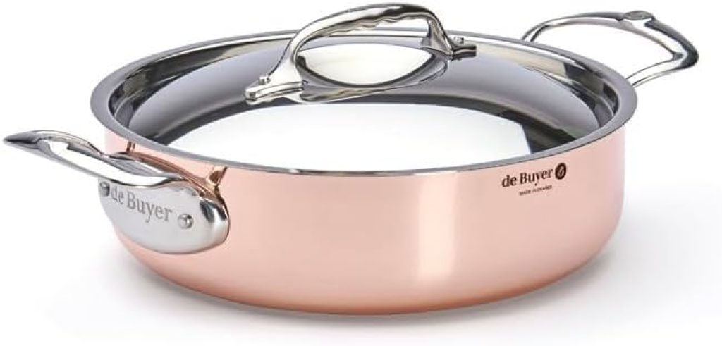 DE BUYER -6441.24 -sautoir cuivre-inox a couv. ø 24cm, Marron