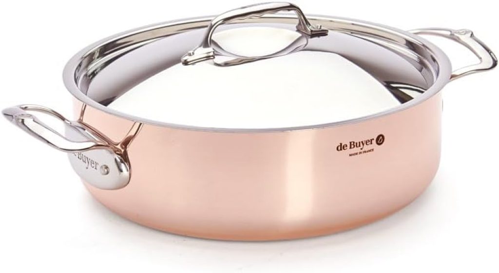 De Buyer - Sautoir en cuivre PRIMA MATERA avec anse et couvercle en inox - Diamètre 28 cm -